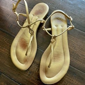 Tory Burch Gold Thong Sandals size 9.5